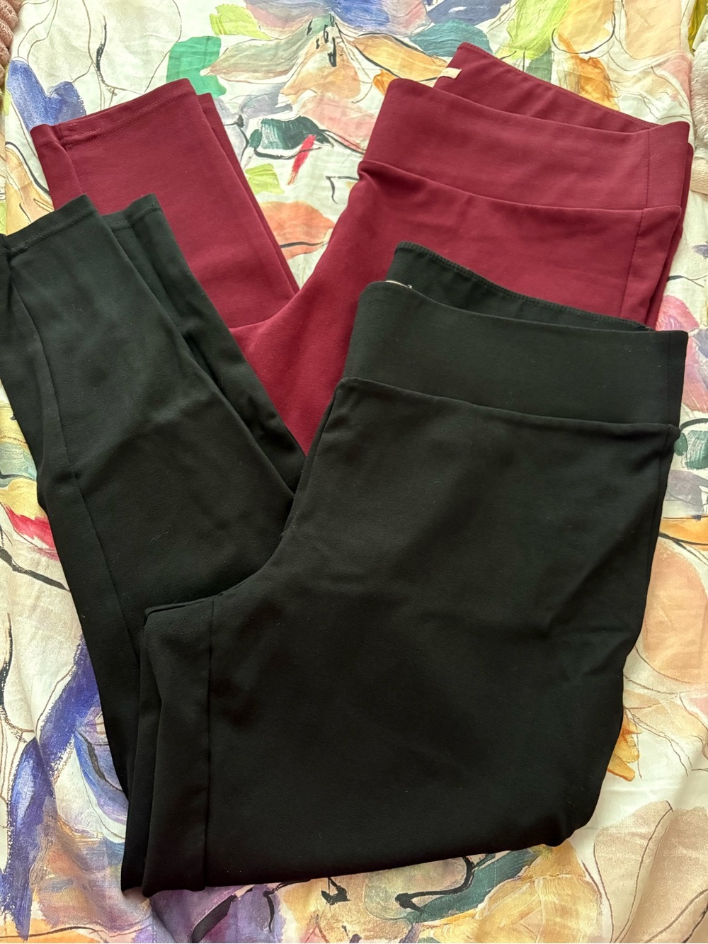 Set of 2 Women’s Gibson Latimer High-Rise Leggings in Black & Burgundy 2X